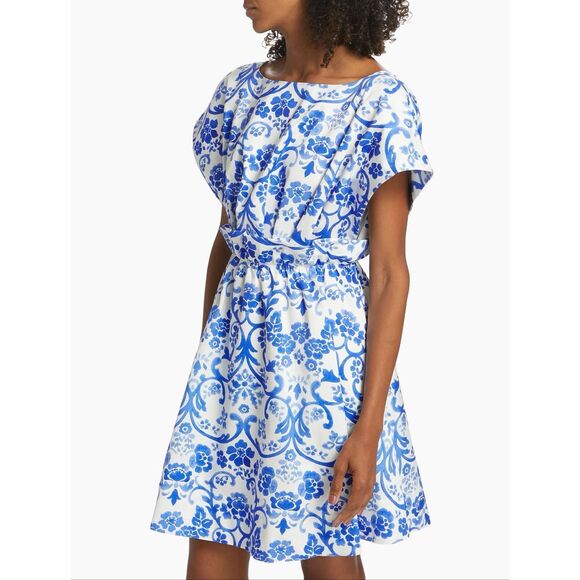 Carolina Herrera Floral Ruffled Minidress in Bluebell Multi US 10 $1990 - Picture 3 of 12